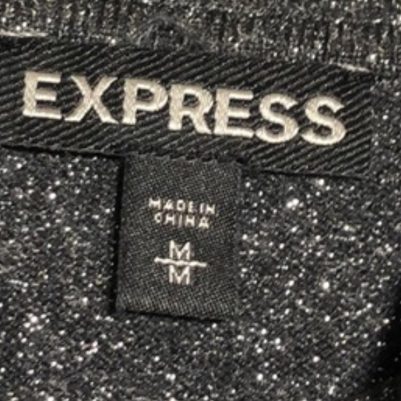 Express Women's Sweater. Black With Sparkle Zipper Back High Low Size Medium - Picture 8 of 9